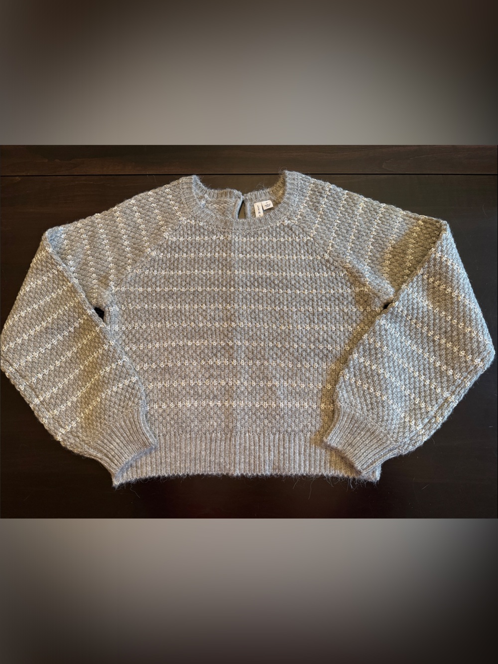 Janie and Jack Light Gray with Metallic Silver detail Crewneck Sweater